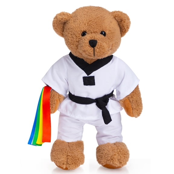 HollyHOME 16 Inch Taekwondo Bear Stuffed Animal Martial Arts Plush Toy for Kids Wearing Taekwondo Uniform Cute Teddy Bear Gift for Taekwondo Lover Birthday Present for Boy Girl