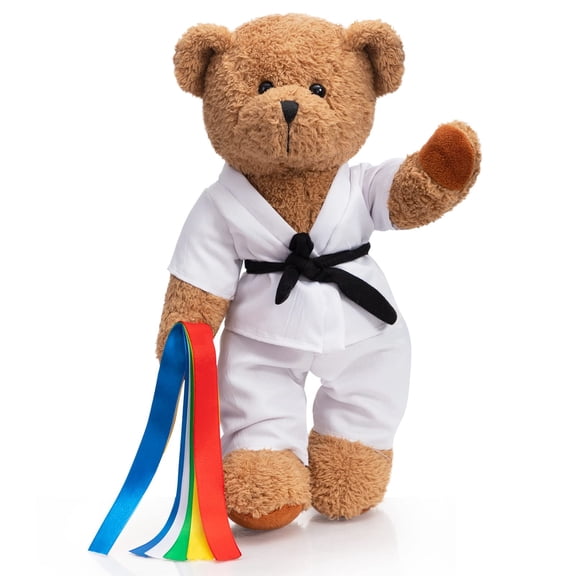 HollyHOME 16" Karate Bear Stuffed Animal Teddy Bear in Karate Uniform with Belt Cute Plush Toy for Kids Karate Lovers Unique Gift for Birthday Holiday Valentine