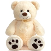 HollyHOME 36 Inch Giant Teddy Bear Stuffed Animal Plush with Footprints Large Soft Big Bear for Kids Girls Boys Adults Cuddly Gift for Birthday Valentine Beige