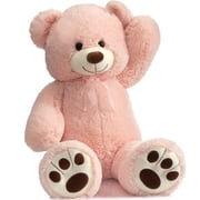 HollyHOME 36 inch Giant Teddy Bear Stuffed Animal Plush with Footprints Soft Bear for Kids Girls Boys Adults Cuddly Gift for Birthday Valentine Pink