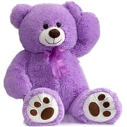HollyHOME 36 Inch Giant Teddy Bear Stuffed Animal Plush with Footprints Large Soft Big Bear for Kids Girls Boys Adults Cuddly Gift for Birthday Valentine Purple
