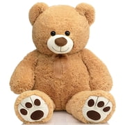 HollyHOME 36 Inch Giant Teddy Bear Stuffed Animal Plush with Footprints Large Soft Big Bear for Kids Girls Boys Adults Cuddly Gift for Birthday Valentine Tan