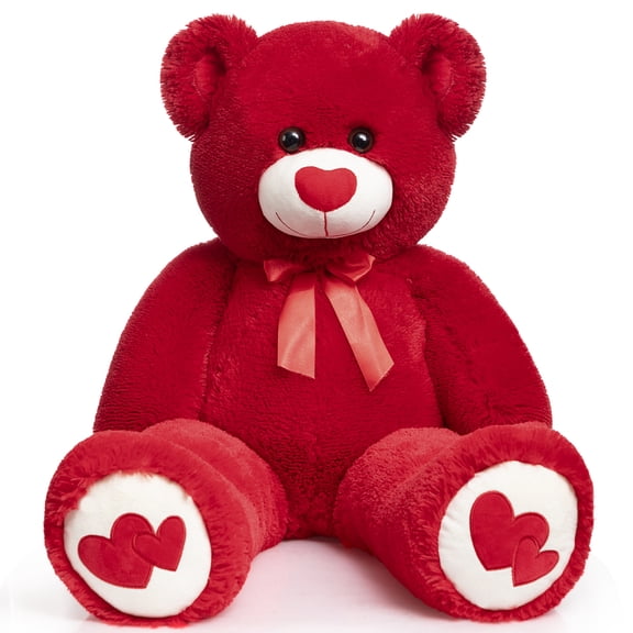 HollyHOME 36 inch Big Teddy Bear with Red Heart Large Giant Plush Toy Stuffed Animal for Girlfriend Wife and Kids Valentine's Day Gift Red