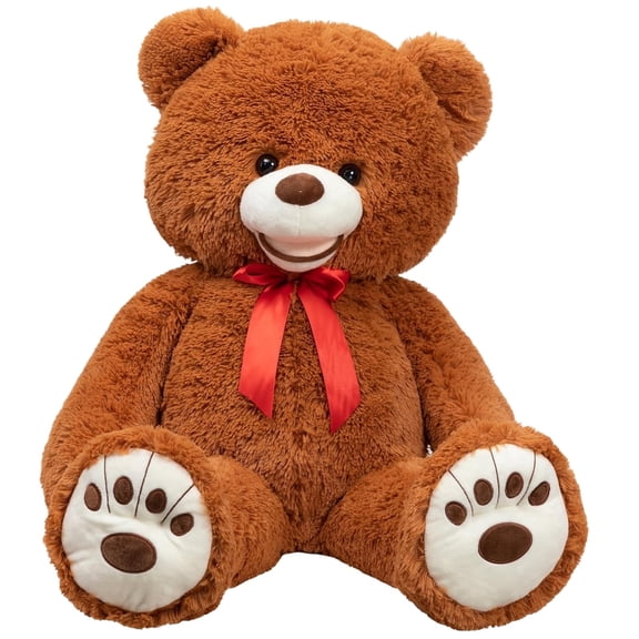 HollyHOME Big Teddy Bear with Footprints Stuffed Animal Plush Cute Giant Teddy Bear Soft Bear for Girlfriend Kids 35 inch Brown