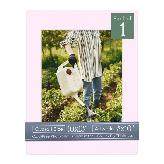 Hollyhock Pink Picture Frame Mat for 10x13 Frames - Fits 8x10 Photos - 1 Mat