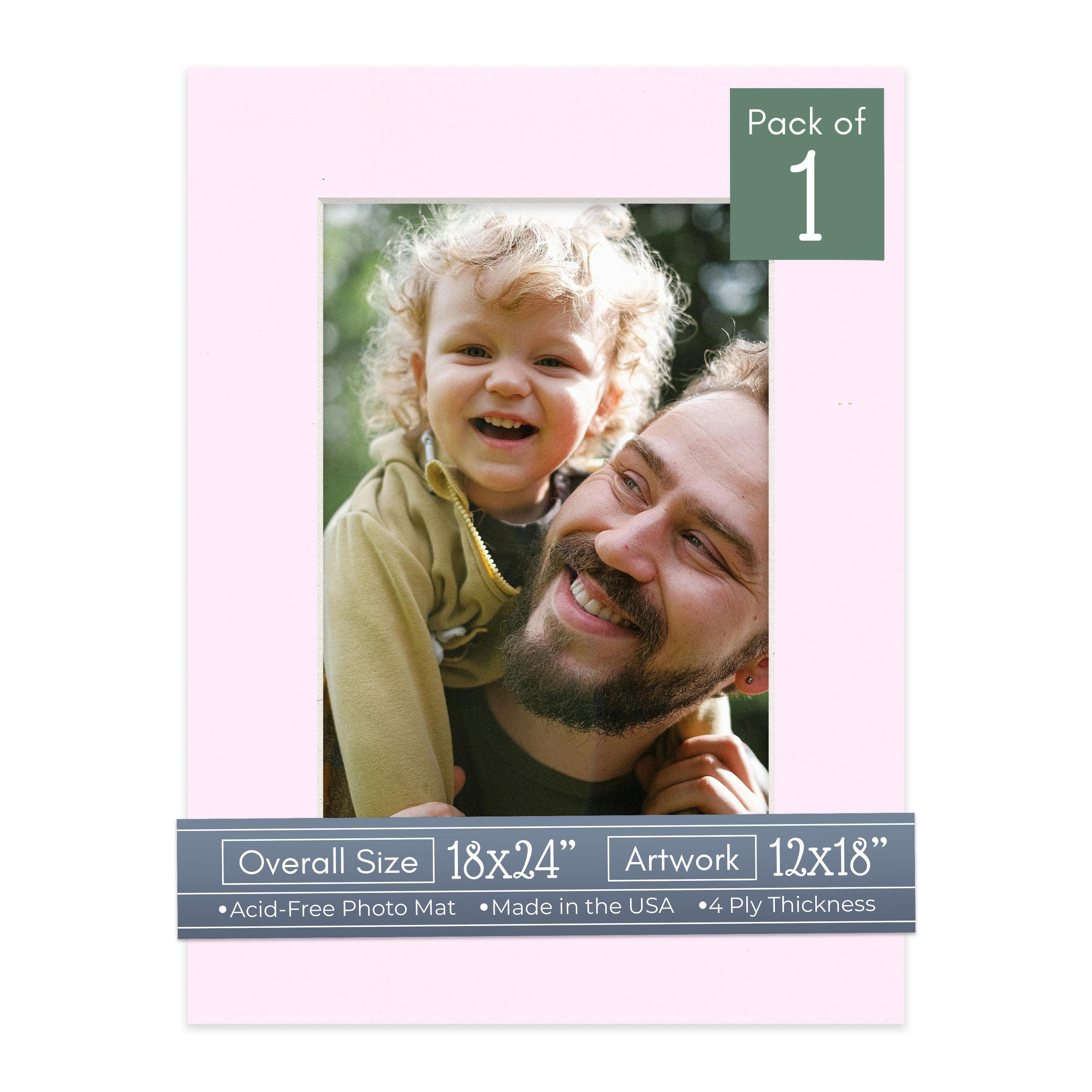 Hollyhock Pink Picture Frame Mat for 18x24 Frames - Fits 12x18 Photos - 1 Mat