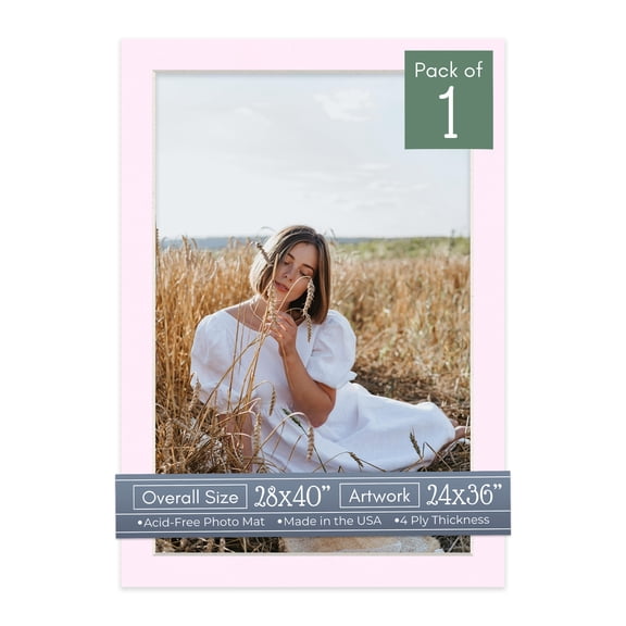 Hollyhock Pink Picture Frame Mat for 28x40 Frames - Fits 24x36 Photos - 1 Mat