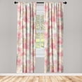 thumbnail image 1 of Hollyhock Window Curtains, Simple Boho Floral Silhouette and Outline Pattern on Jumble Back Print, Lightweight Decor 2-Panel Set with Rod Pocket, Pair of - 28"x95", Pale Pink Peach Coral, by Ambesonne, 1 of 3
