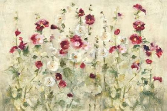 Hollyhocks Row Cool Canvas Art - Cheri Blum (12 x 18)