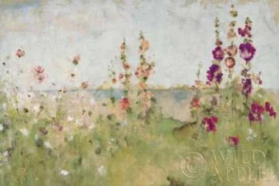 Hollyhocks by the Sea Canvas Art - Cheri Blum (12 x 18)