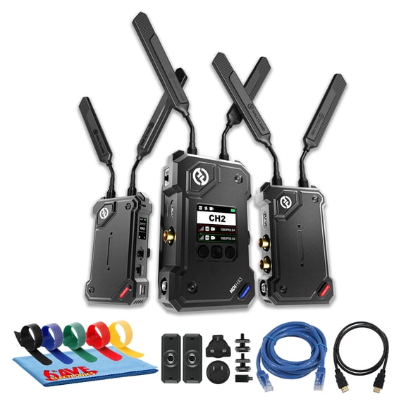 Hollyland Cosmo C2 Wireless Video Transmission System | Dual HDMI SDI Transmitters, 3000ft Range, 1080p60, 33ms Latency, RTMP NDI HX | 2 Transmitters 1 Receiver, HDMI Cable, Ethernet Cable