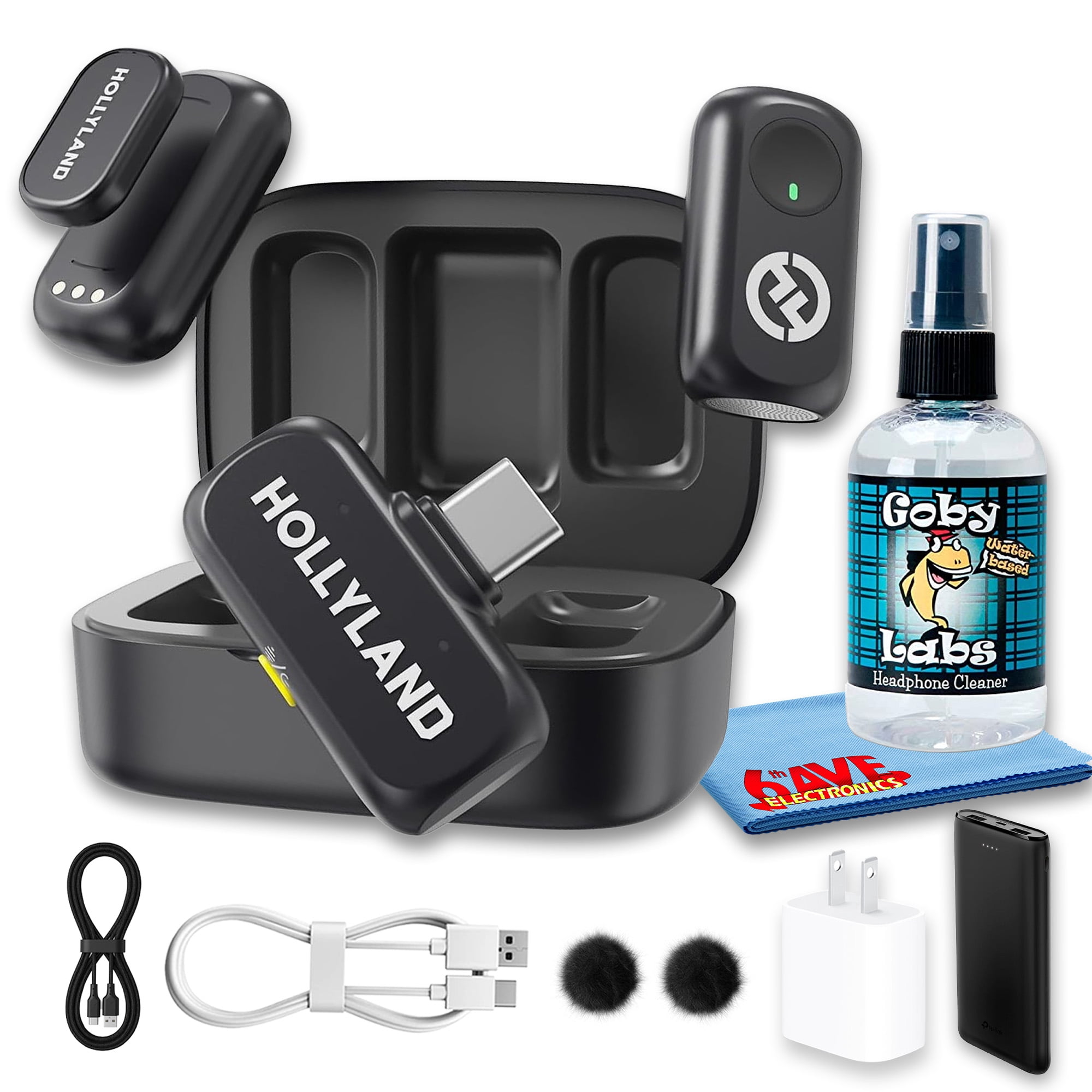 Hollyland LARK A1 Duo Wireless Lavalier Microphone for iPhone and Android USB-C, 2-Person Recording, 650 ft Range, for Vlogging, Streaming & Podcast (Bundle)