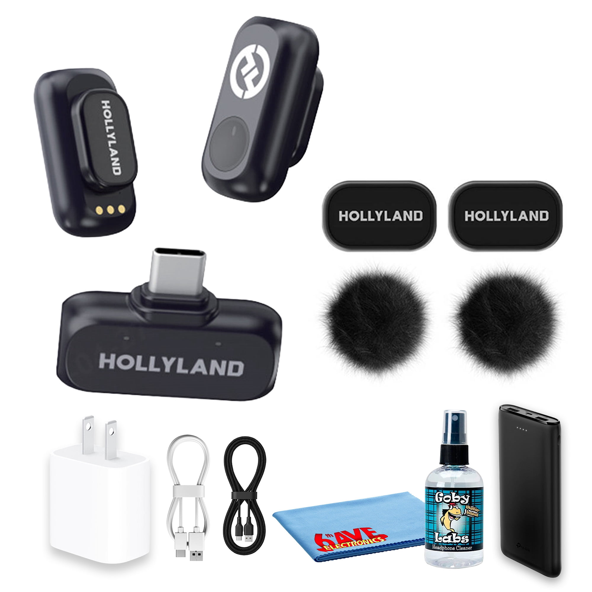 Hollyland LARK A1 Mini Duo Wireless Microphone for USB-C Smartphones, 2-Person Lavalier Mic for Vlogging, Streaming & Podcast, Space Gray (Bundle)