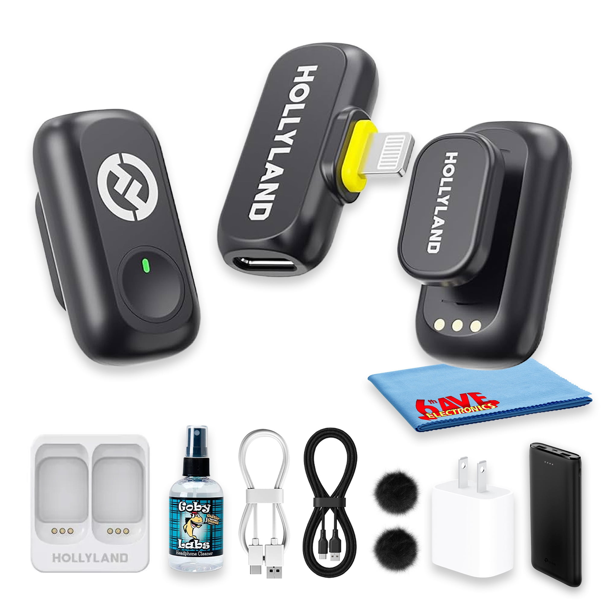 Hollyland LARK A1 Mini Duo Wireless Microphone for iPhone Lightning, Dual Lavalier Mics, 2-Person Recording, 48kHz, Noise Cancellation, 650 ft, Space Gray (Bundle)
