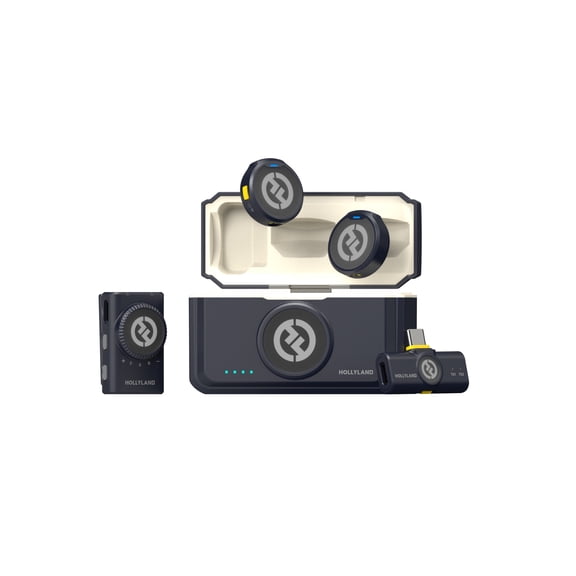 Hollyland LARK M2 2-Person Wireless Mini Combo Microphone System with 48kHz/24bit Hi-Fi Sound Noise Cancellation Lightweight and Long Battery Life