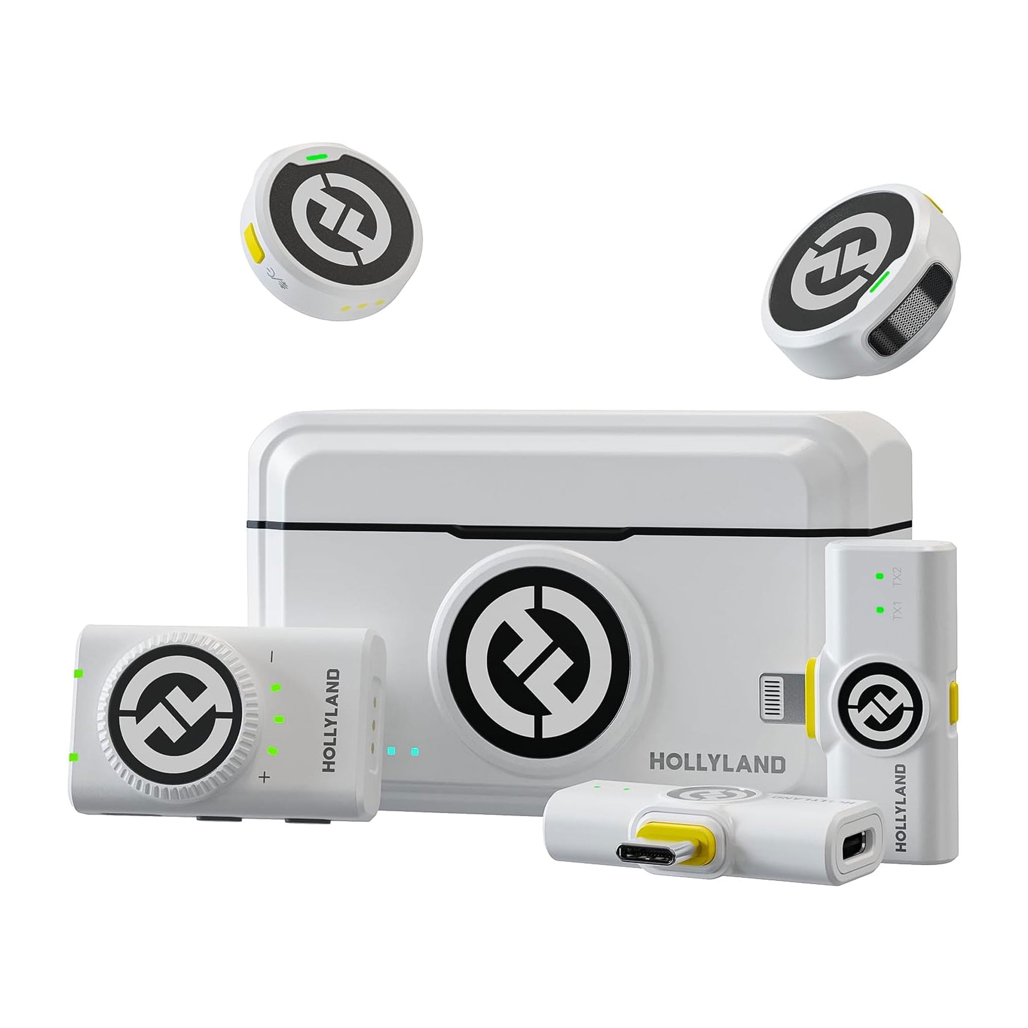 Hollyland LARK M2 2.4GHz 2-Person Wireless Combo Version Lavalier Microphone System, Ivory White