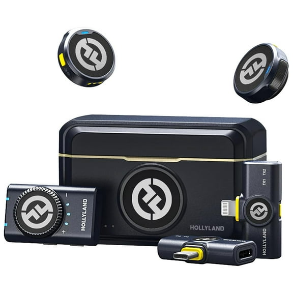 Hollyland LARK M2 DUO Adjustable 2 Person Wireless Combo Microphone System, Charcoal