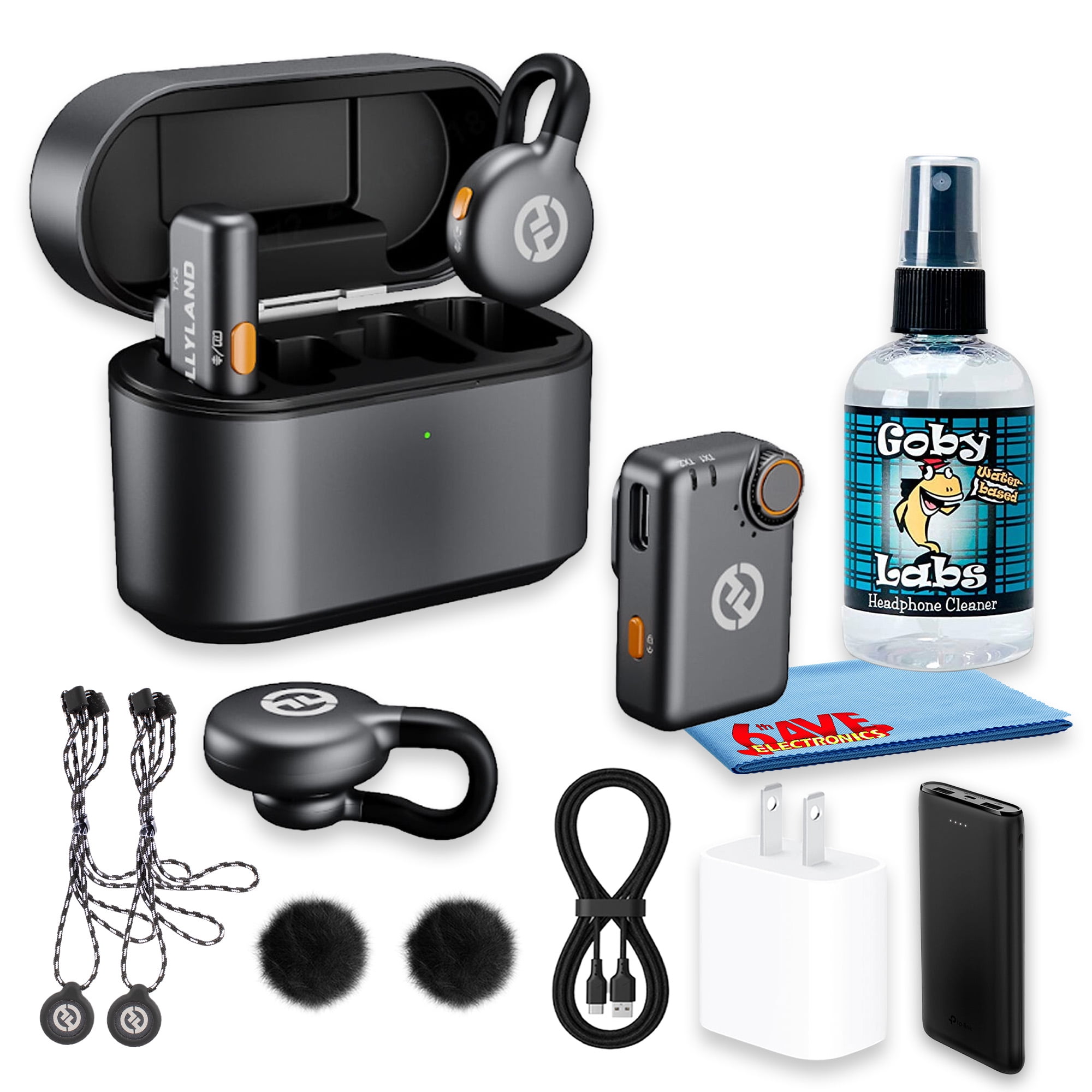 Hollyland LARK M2S Mini Combo Wireless Microphone for Camera and USB-C, Dual Lavalier Mics, 2-Person Recording, 1000 ft Range, Space Gray (Bundle)