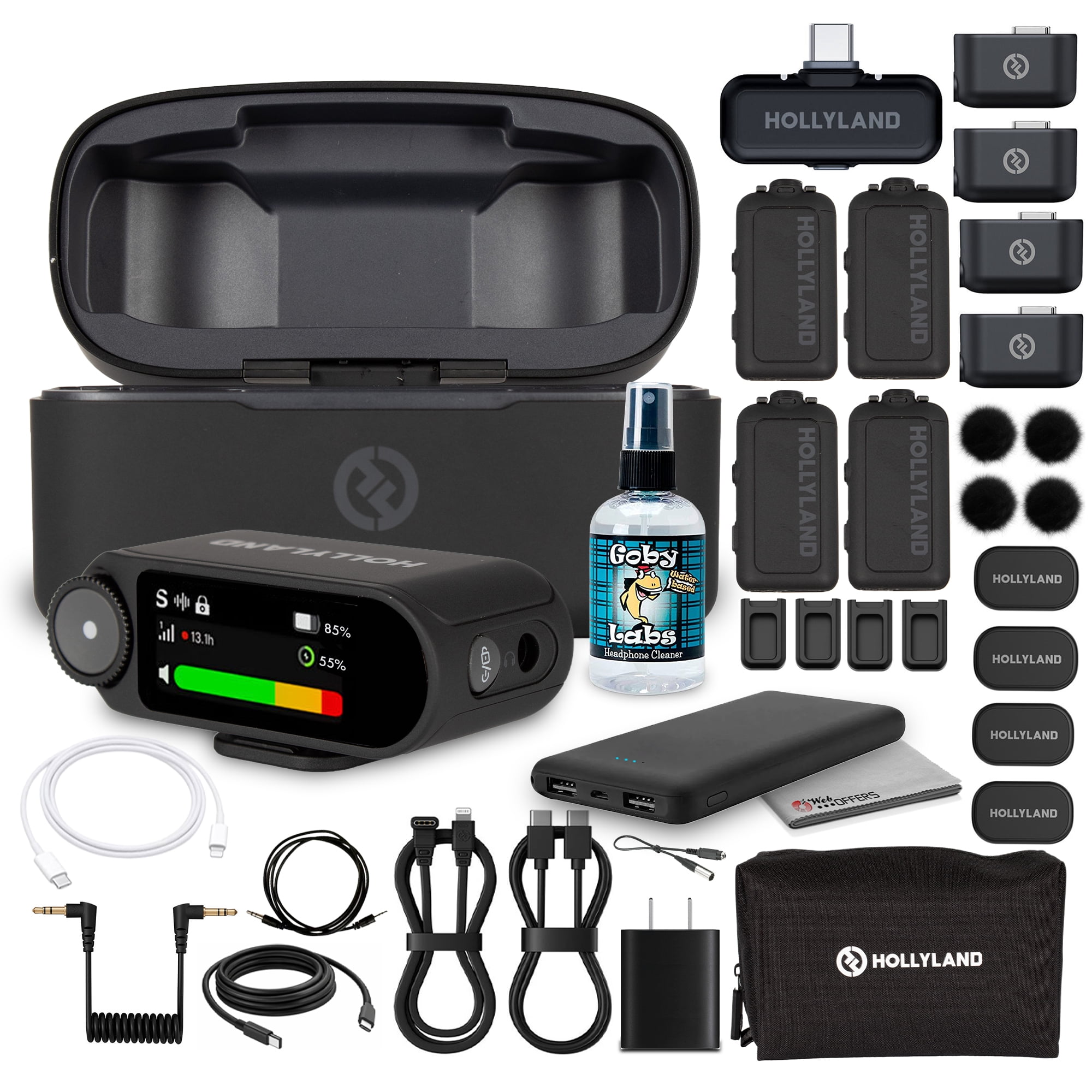 Hollyland LARK MAX 2 Combo 4-Person Wireless Microphone Bundle with XLR Adapter and Audio Cables, 2.4GHz Mic Kit for Camera and Phone
