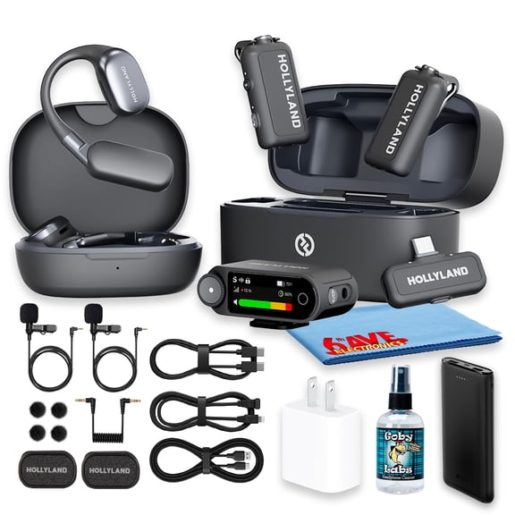 Hollyland LARK MAX 2 Ultimate Combo Wireless Microphone for Camera and USB-C, Dual Transmitters, 32-Bit Float Recording, Timecode, Space Gray (Bundle)
