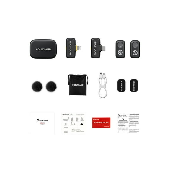 LARK A1 Combo Wireless Microphone System with USB-C RX, Lightning RX, Charging Case (Space Gray)