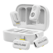 Hollyland Lark A1 Wireless Mini Microphone for iPhone & Android, 48kHz/24-bit, 3-Level Intelligent Noise Cancel, Microphone for YouTube, Podcast, Vlogging White, 2TX + 2RX + Charging Case