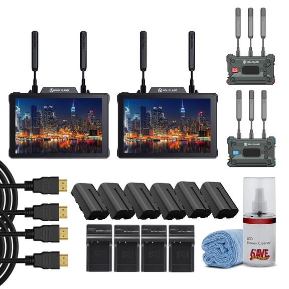 Hollyland Pyro 7 & Hollyview Pyro S Wireless Video System | 4K HDMI/SDI, 1300ft Range, Dual Monitor Setup