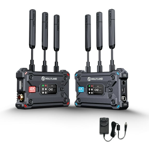Hollyland Pyro S Wireless Video Transmission System Bundle with Hollyland 12V and 2A DC Power Adapter for Pyro Series (2-Items)