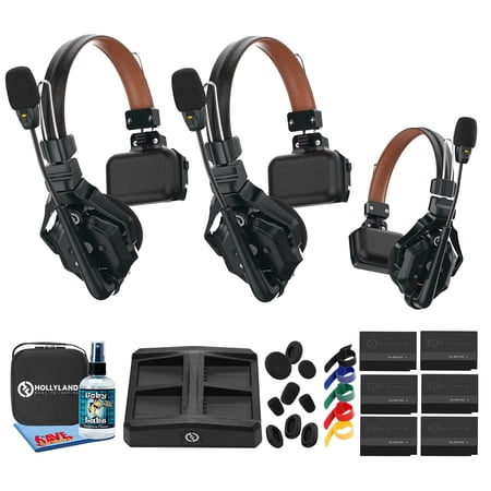 Hollyland Solidcom C1 Pro-3S Wireless Intercom System | 3 Headsets, Full Duplex, Dual Mic ENC, DECT 6.0, 1100ft Range | Film Production, Broadcasting, Live Events + Cleaning Kit