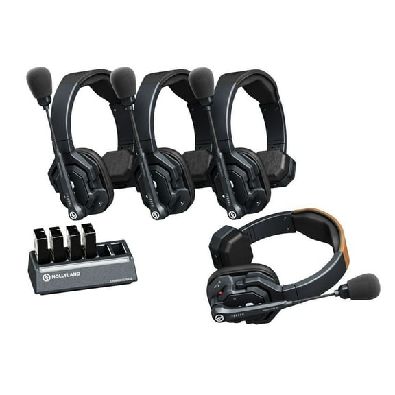 Hollyland Solidcom SE Global 4S 2.4 GHz 4-Person Water-Resistant Single-Ear Headset Intercom System with Auto Frequency Hopping Technology and USB-C Port