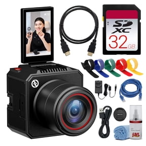 Hollyland VenusLiv Air All in One Live Streaming Camera | 4K30 Video, 50MP CMOS Sensor, AI Auto Tuning, RTMP Streaming, 3" Flippable Touchscreen | Content Creators Podcasting Bundle + Memory Card