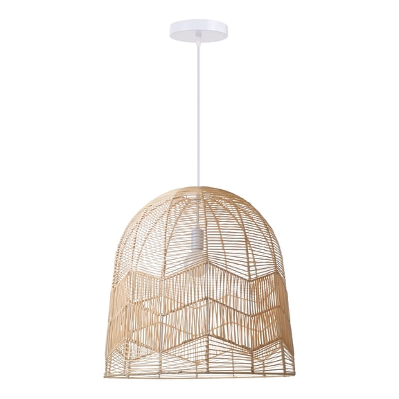 Hollymoon Rattan Pendant Light, Farmhouse Coastal Boho Woven Swag Lamp