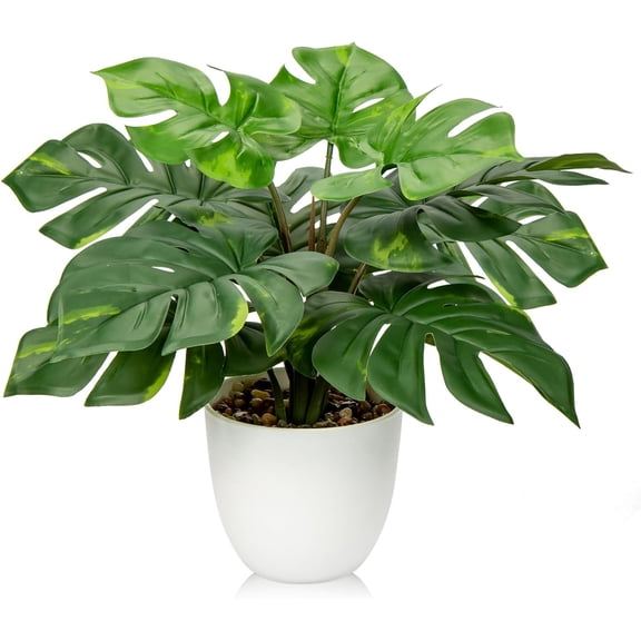 Hollyone Artificial Monstera Plant Faux Monstera Deliciosa Plant Potted Fake Tropical Plants in Pot for Indoor Outdoor Home Decoration