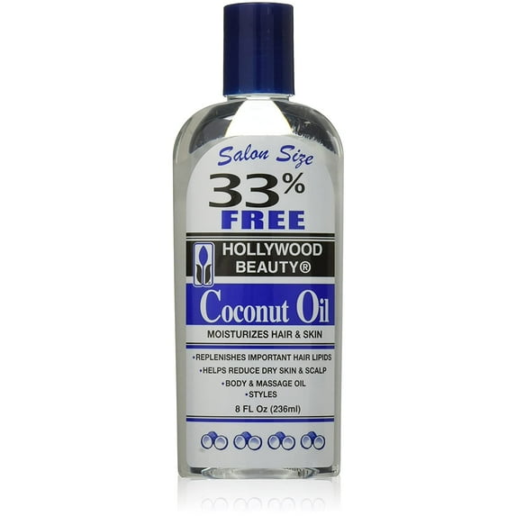 Hollywood Beauty Coconut Oil Moisturizes Hair & Skin 8 Oz, Pack of 3