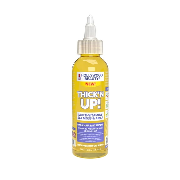 Hollywood Beauty ThickN Up Multi-Vitamins, Sea Moss, & Amla Daily Hair & Scalp Oil, 4 fl oz
