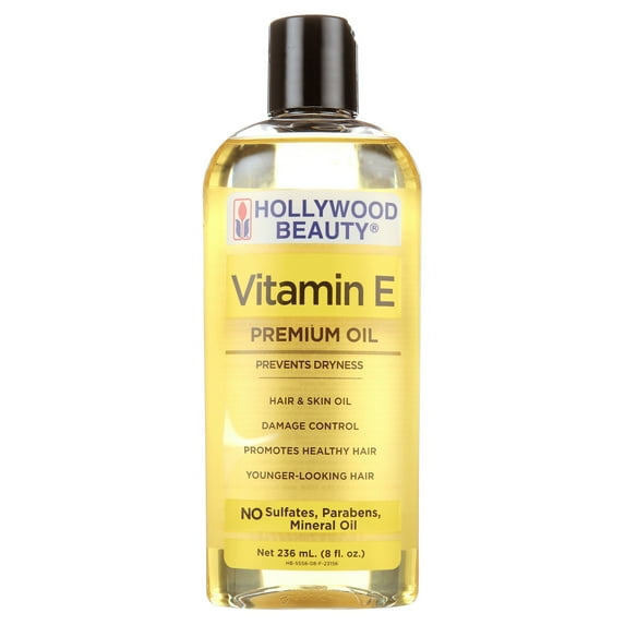 Hollywood Beauty Vitamin E Oil for Hair, Scalp, and Skin Oil, 8 fl oz, Dry Skin, Moisturizing