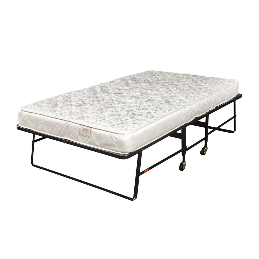 Twin Rollaway Bed with Off-White Foam Mattress and Metal Frame