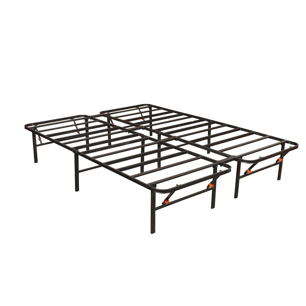 King Black Metal Platform Bed Frame with Storage