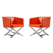 Manhattan Comfort HollyWood Faux Leather Lounge Chair in Orange Set of 2