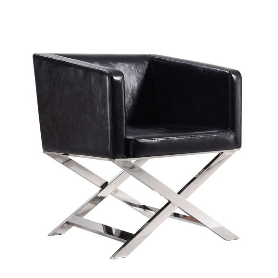 Manhattan Comfort HollyWood Faux Leather Accent Lounge Chair in Black