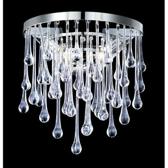 Hollywood Blvd. Collection Polish Nickel / Clear Glass Tear Drops Round Wall Sco