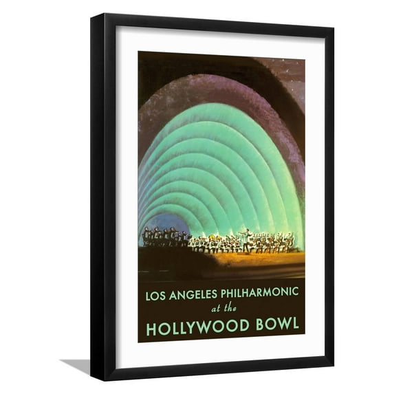 Art.com Hollywood Bowl Poster, Los Angeles, California Art Print, Black Frame Wall Art, 17" x 23"