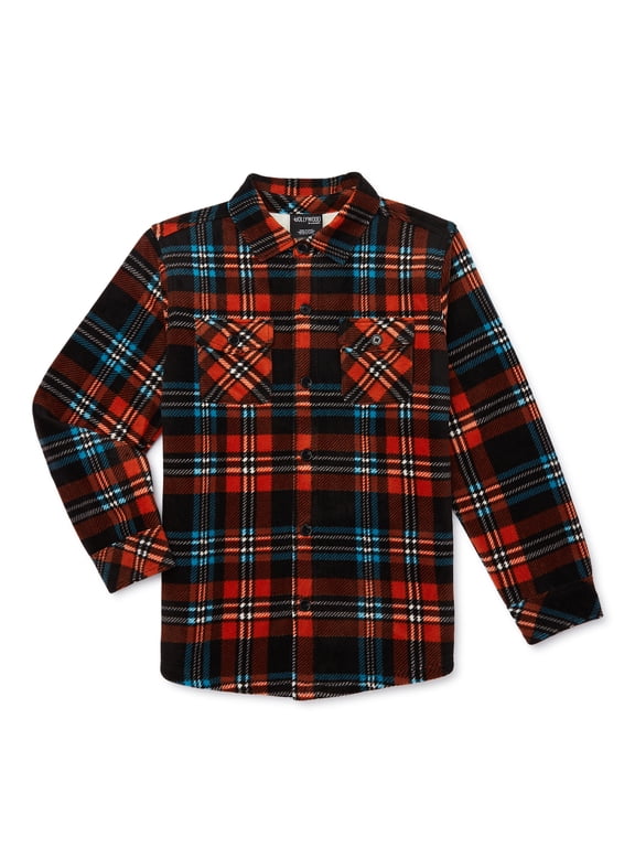 Boys Plaid Button Up Shacket, Sizes 4-18
