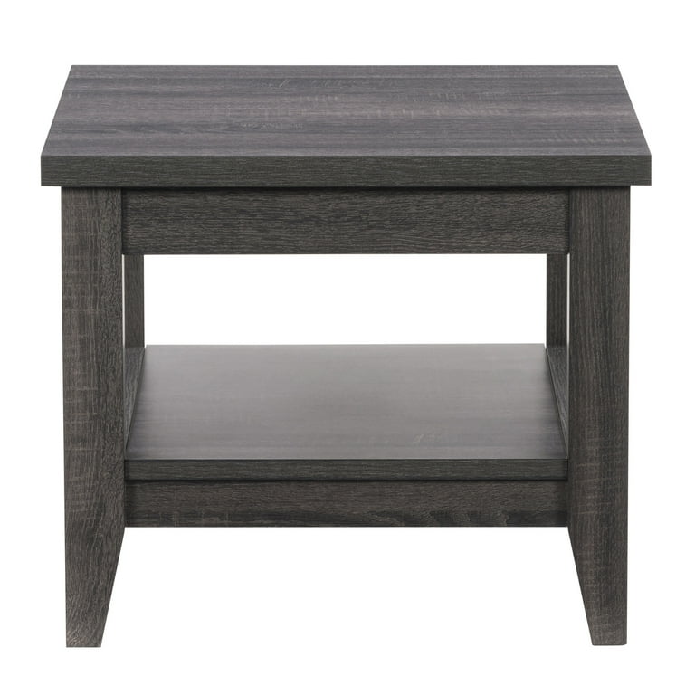CorLiving Hollywood Mid Century Dark Gray Square End Table with Shelf Ideal Side Table for Smaller Spaces Versatile Decorative End Table Perfect