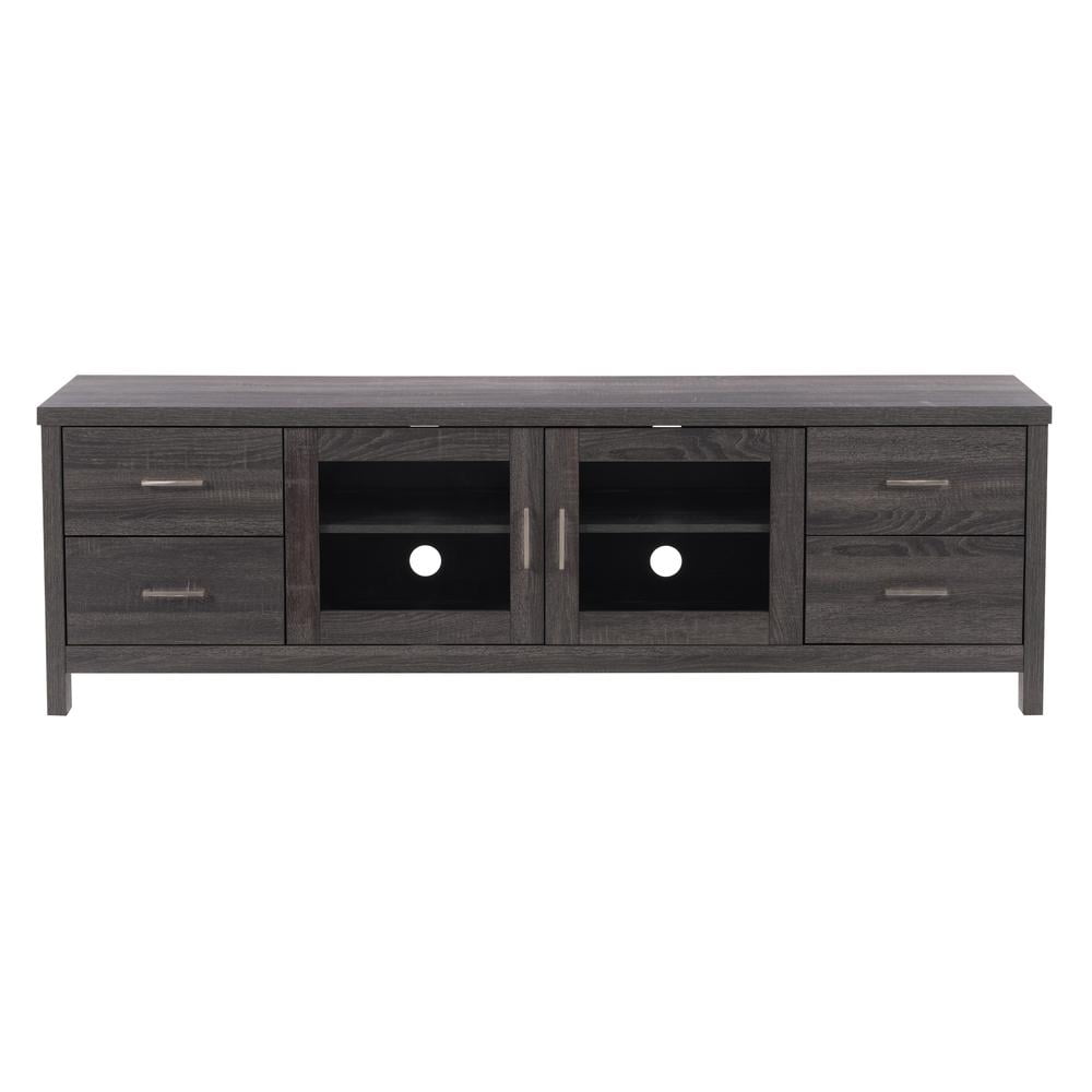 Hollywood Dark Gray Engineered Wood TV Cabinet with Doors for TVs up to 85"
