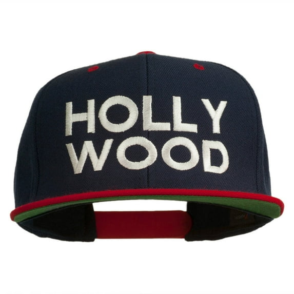 Hollywood Embroidered Two Tone Snapback Cap - Navy Red OSFM