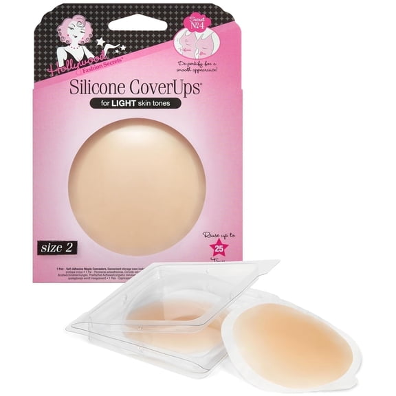 Hollywood Fashion Secrets Sticky Bra Silicone Nipple Covers for Women, 1 Pack, Light Shade, Size 2
