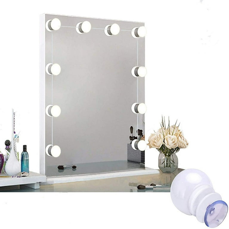Hollywood Led Vanity Lights Strip Kit with 10 Dimmable Light Bulbs for Full  Body Length Makeup Mirror, Wall Mirror, Plug in Vanity Mirror Lights with