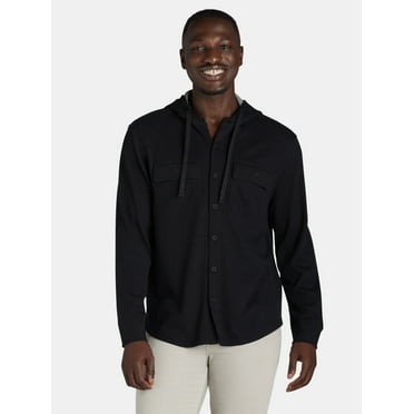 Hollywood Men's Thermal Button Up Hoodie with Long Sleeves, Sizes S-XL