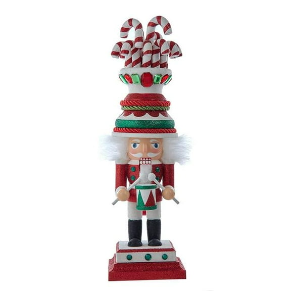 Hollywood Nutcrackers HA0707 16 in. Candy Cane Hat with Drum Nutcracker